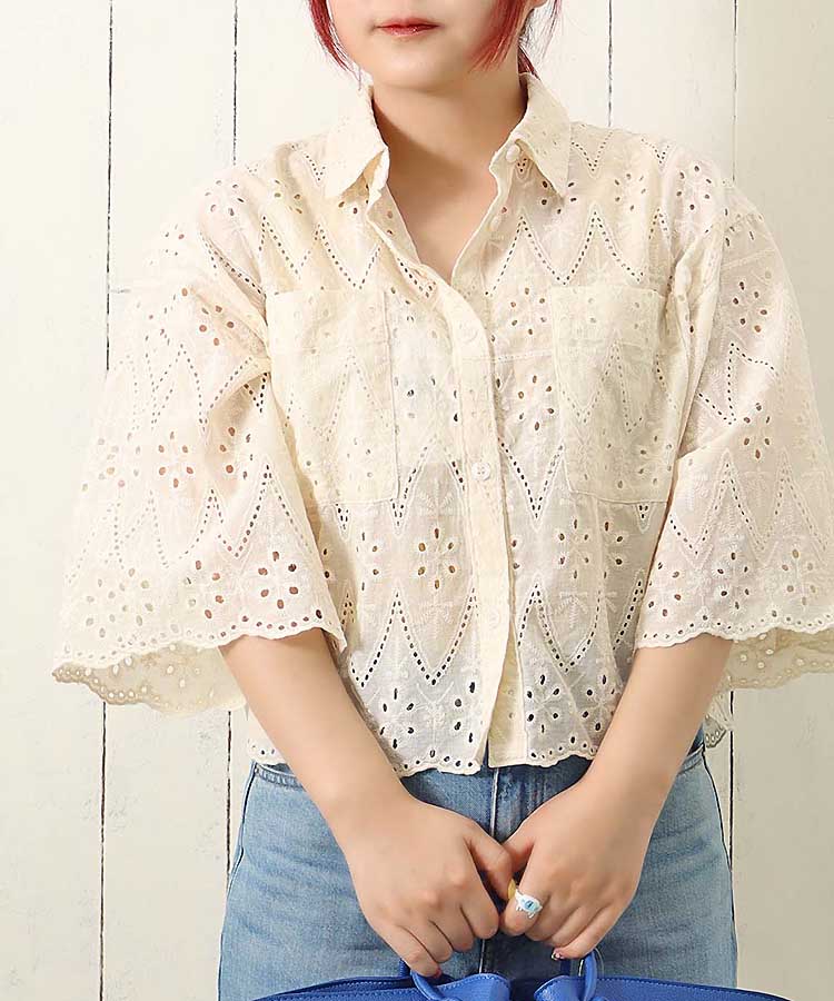 ≪SALE≫スカラップレースブラウス