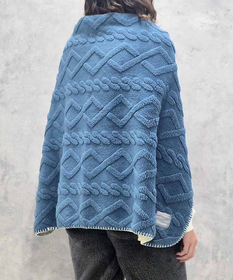 アラン編み風ボア3wayひざ掛け