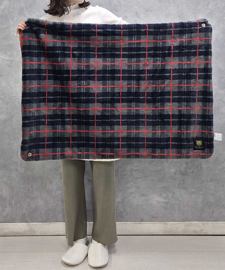 チェック柄エコファー裏ボアブランケット