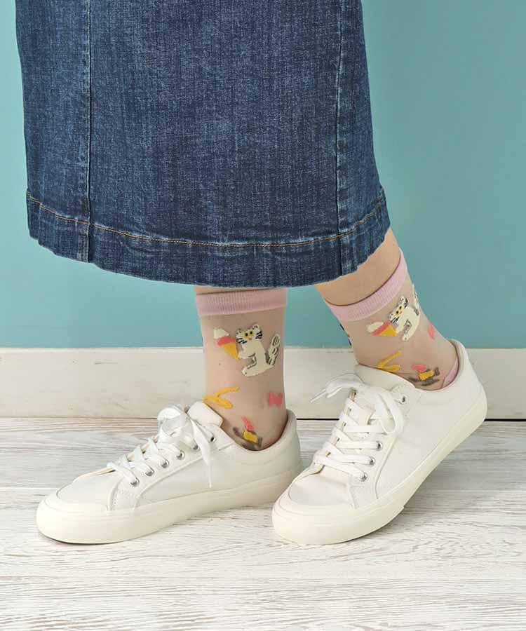≪SALE≫CYILABO総柄シースルーソックス