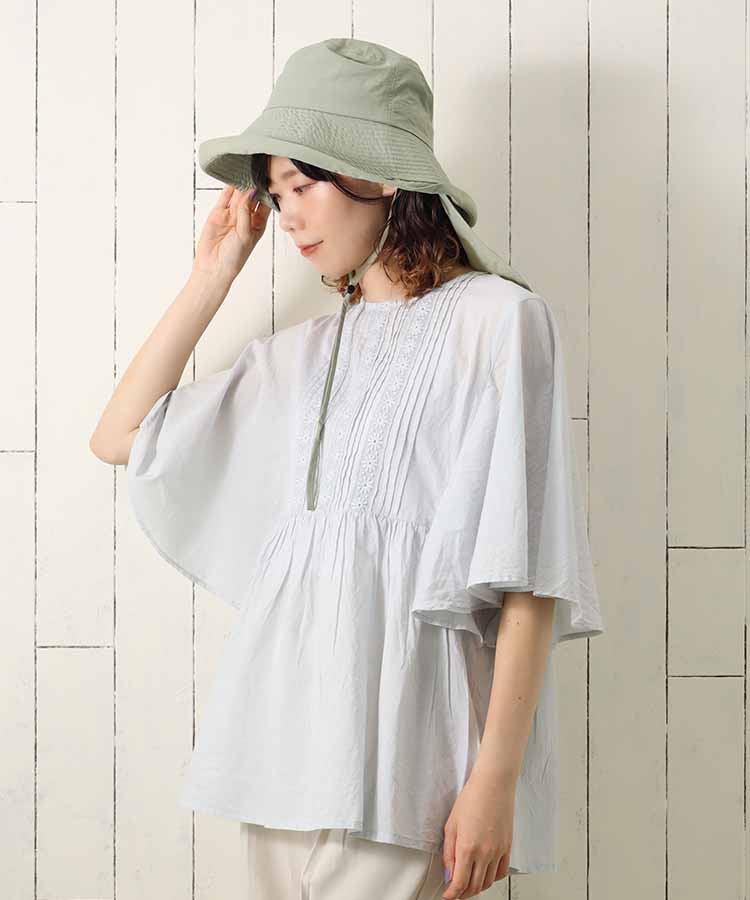 ≪SALE≫ネックカバー付きUVワイドブリムハット