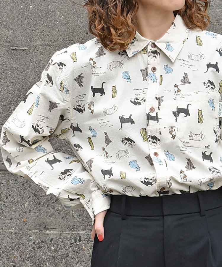 総柄プリントシャツ