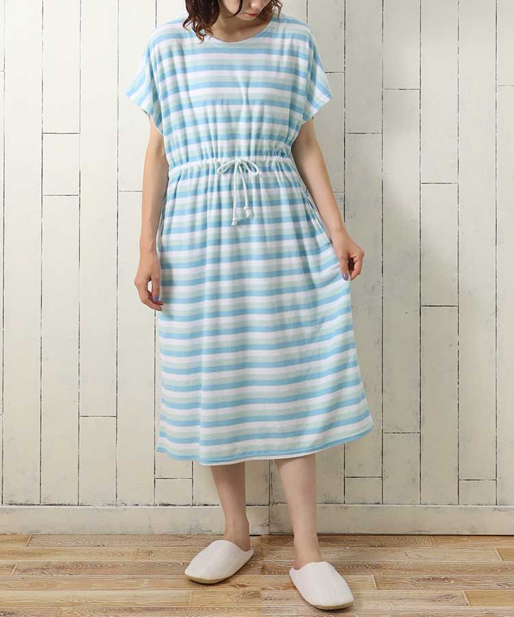 ≪SALE≫パイルボーダールームワンピ