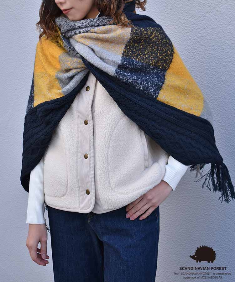 スカンジナビアンフォレスト  チェックニットストール