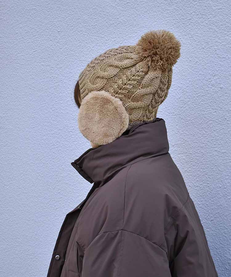 ファー付耳あてニット帽