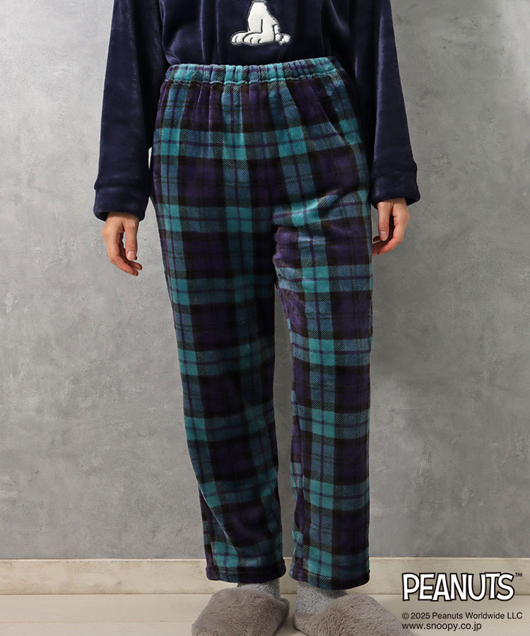 スヌーピーチェックルームウェア上下セット