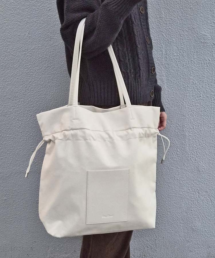 巾着フロントポケットトート