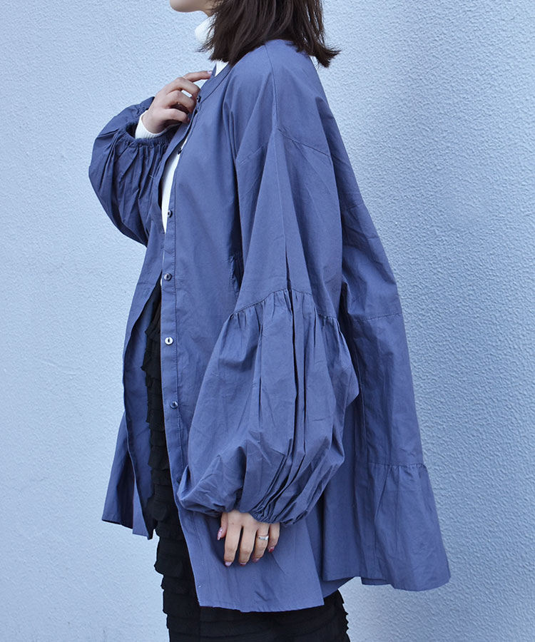 ポプリンバックティアードブラウス