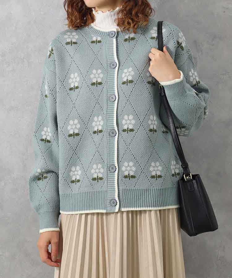 le petale フラワーダイヤニットカーディガン
