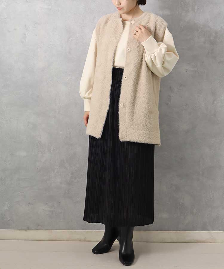 【WEB限定】シャギー2wayニットジレ