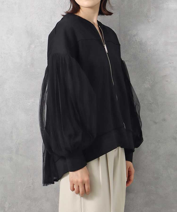 ≪SALE≫【WEB限定】ポンチ×チュールプリーツブルゾン