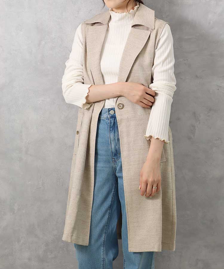 ≪SALE≫【WEB限定】リネンライクスリーブレスジャケット