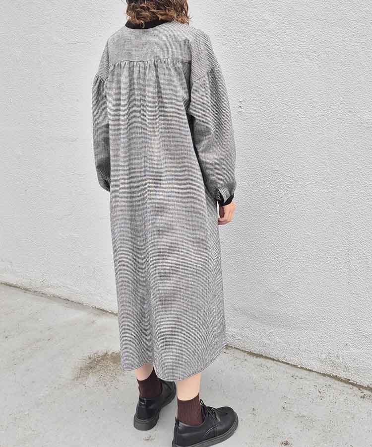 カフタンチェックワンピース