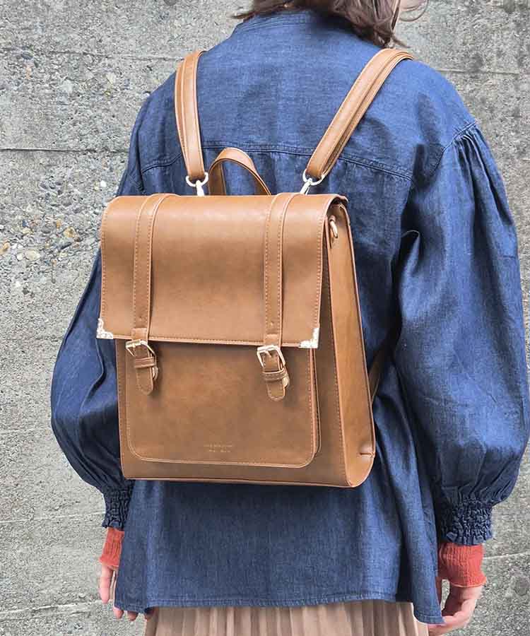 ベルト縦型サッチェルバッグ