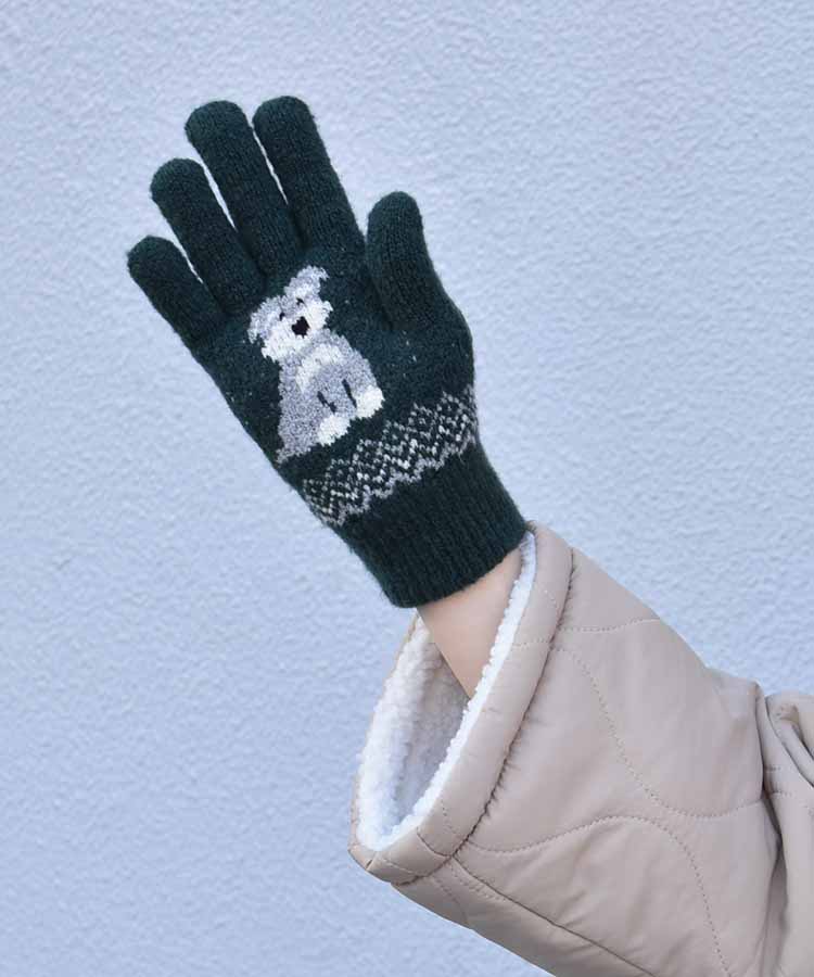 裏起毛シュナウザーニットグローブ
