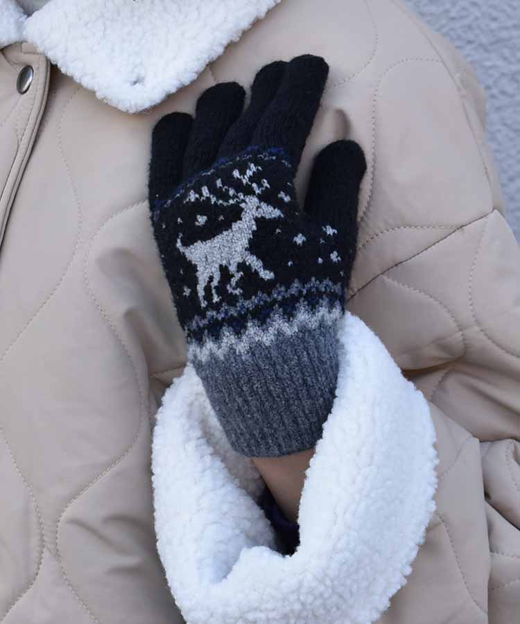 裏起毛トナカイニットグローブ