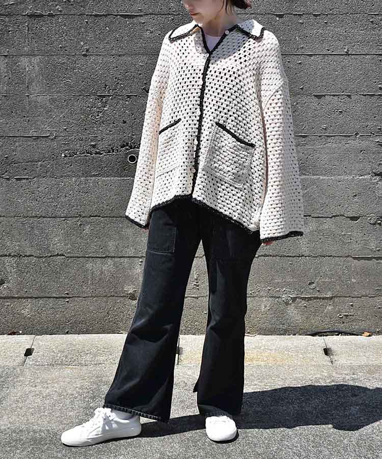 ≪SALE≫【WEB限定】クロシェシャツカラートップス
