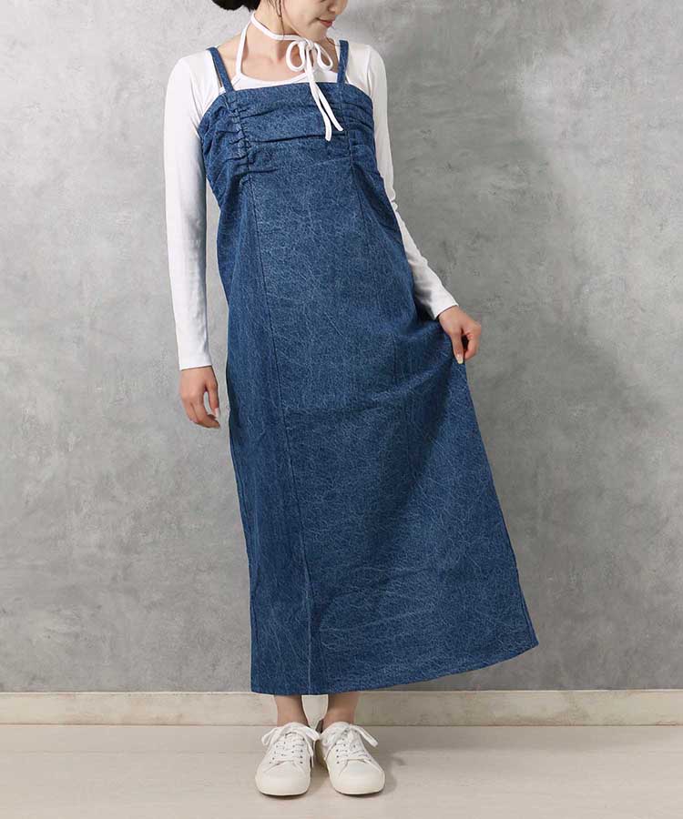 ≪SALE≫【WEB限定】デニムギャザーワンピース