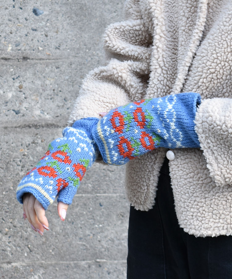 フラワーニットフィンガーレスグローブ