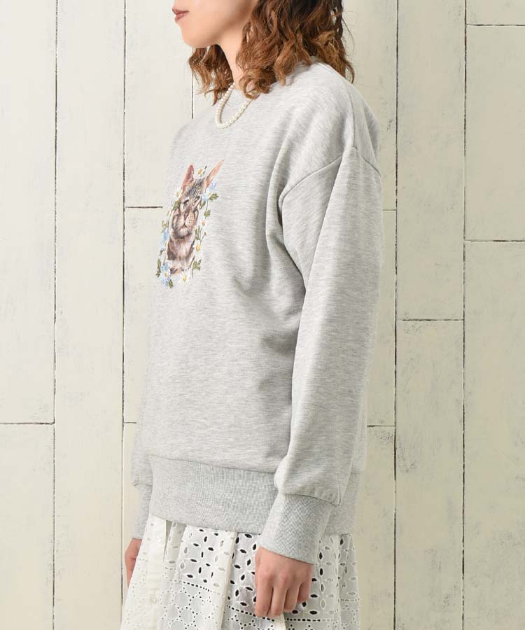 le petaleトラネコフラワー刺繍スウェット