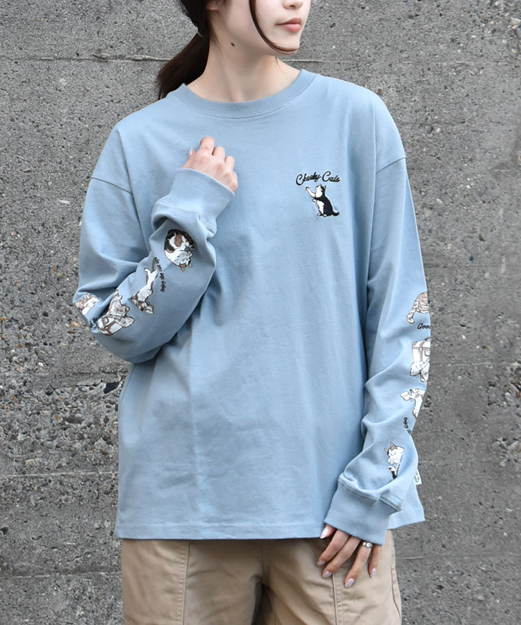 ネコ袖プリントロンT