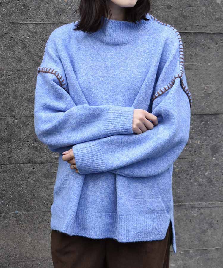 天竺配色ハンドステッチプルオーバー