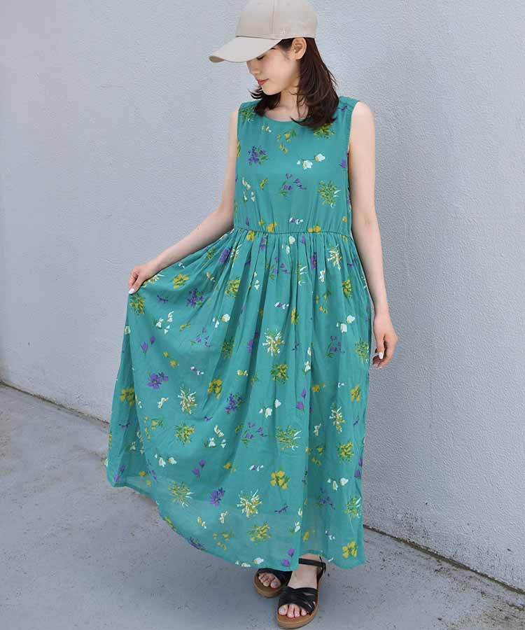 ≪SALE≫袖なし総柄ワンピースNO3