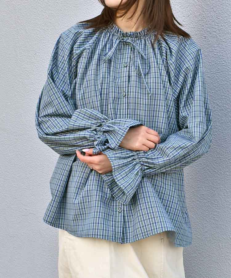 チェックリボンブラウス