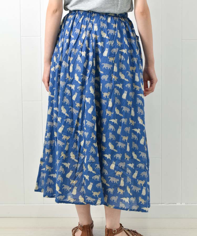 ≪SALE≫ねこ柄コットンボイルスカート