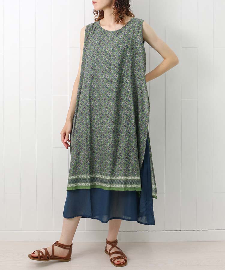 ≪SALE≫袖なしペイズリーワンピース