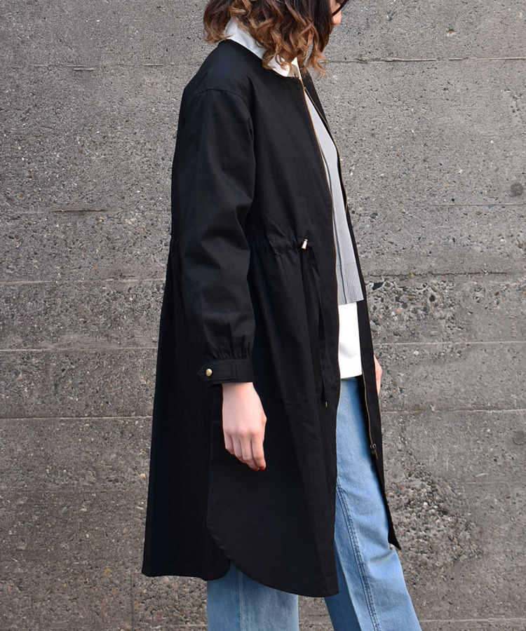 ノーカラーロングコート