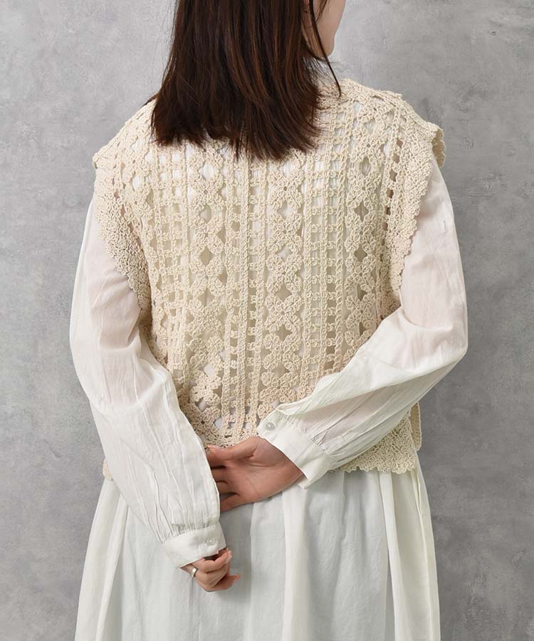 かぎ針サイドリボンベスト