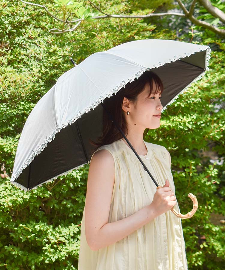 PUフラワーレース晴雨兼用長傘
