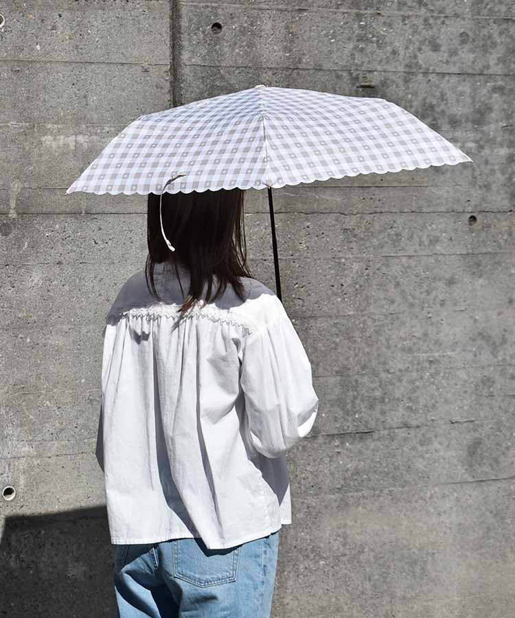 ギンガムハート折りたたみ傘