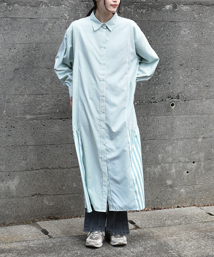 パッチワークストライプワンピース