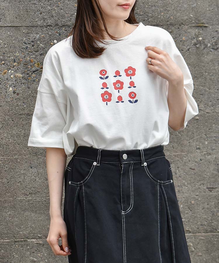 フラワーコットンＴシャツ