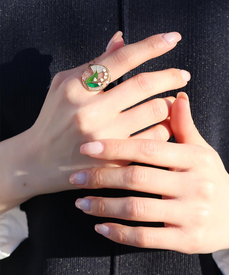 フラワーステンドグラスリング