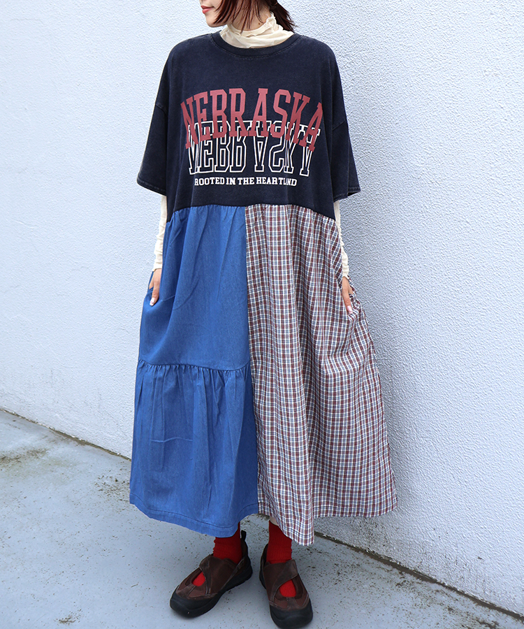 ≪SALE≫切り替えロゴワンピース
