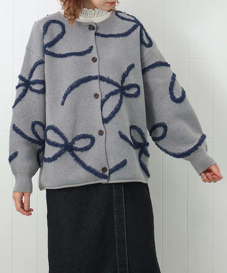 リボンカーディガン
