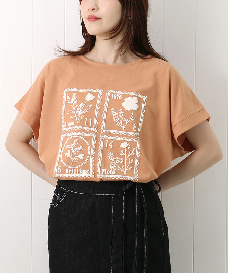 ボタニカル切手プリントTシャツ