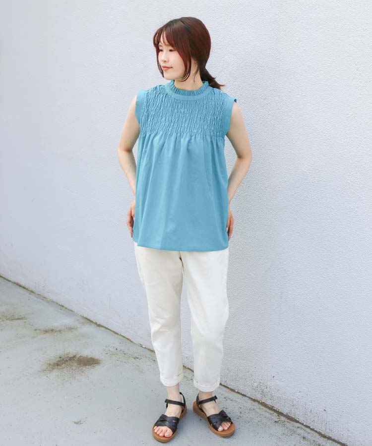 ≪SALE≫ノースリーブシャーリングブラウス