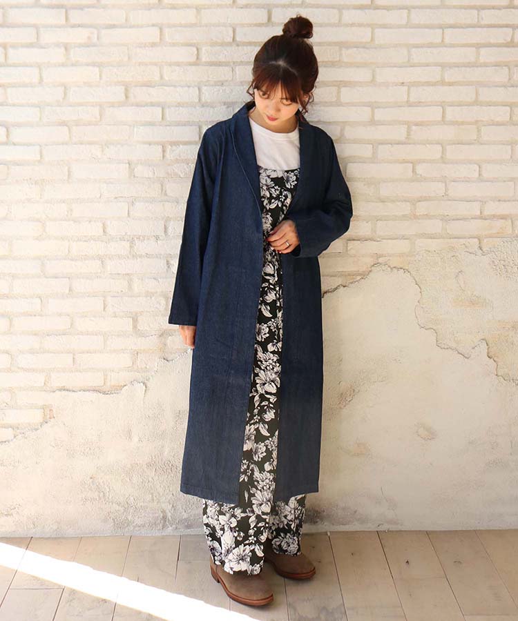 ≪SALE≫ウエスト紐付きデニムコート