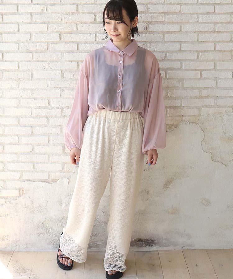 ≪SALE≫シアーレース編みイージーパンツ