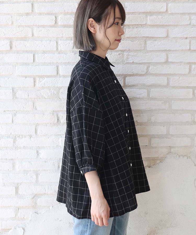 ≪SALE≫シャーリングチェックシャツ