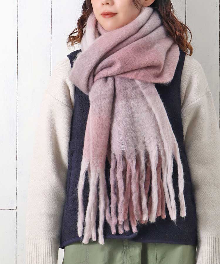 ≪SALE≫ブロックチェック起毛大判ストール