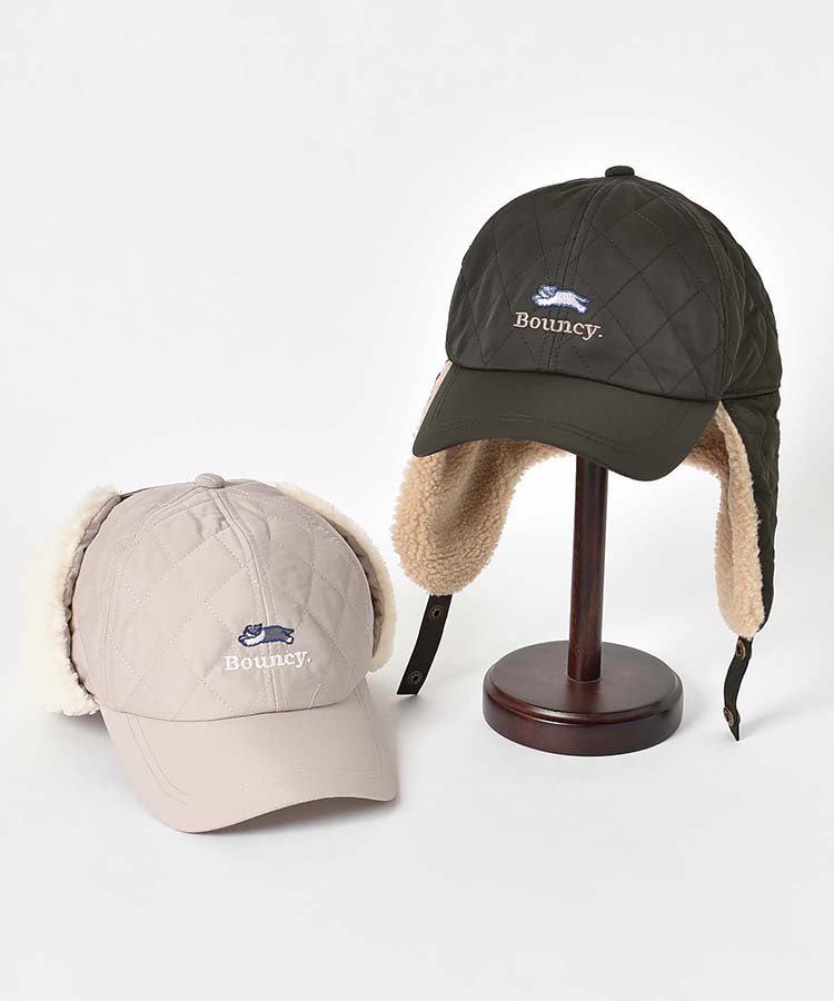 Bouncy.ボアキルトフライトキャップ