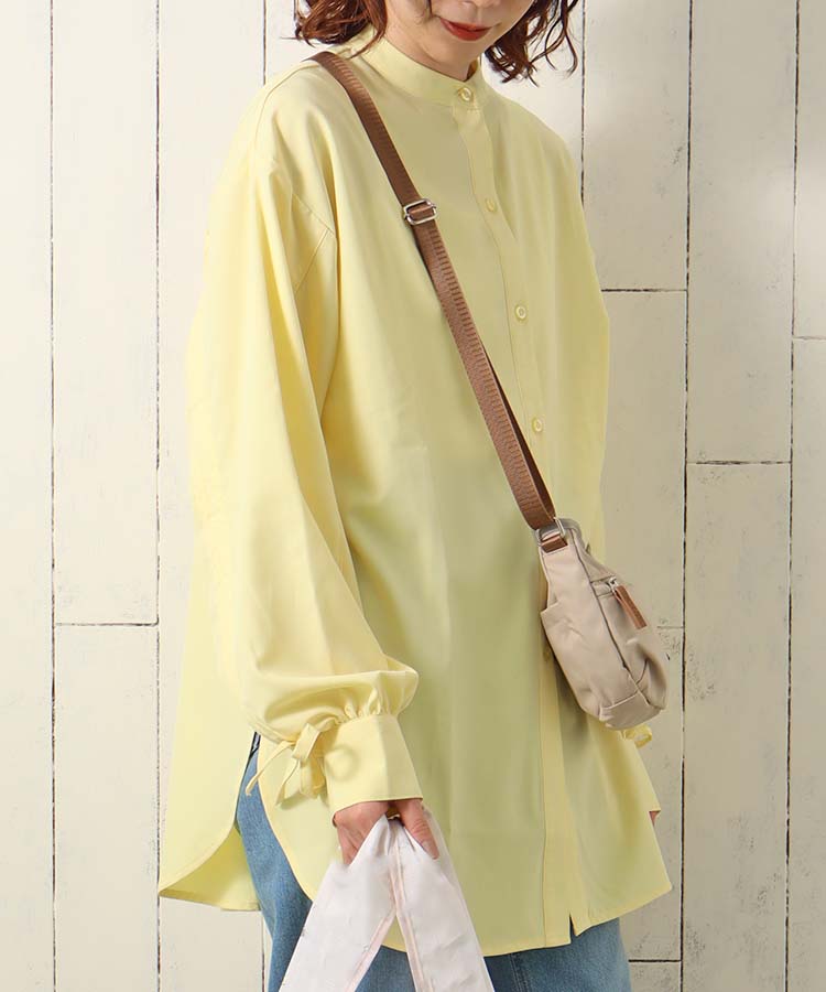 ≪SALE≫スパンブロード袖ドロストシャツ