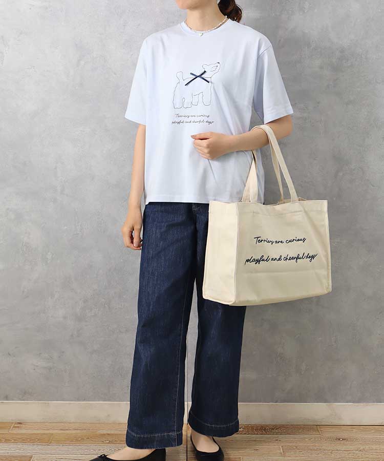 le petaleテリア刺繍リボンTシャツ