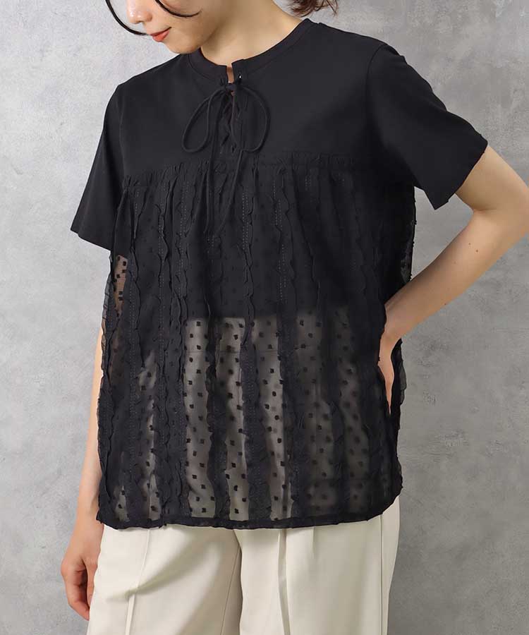 le petaleドビーフリル切り替えＴシャツ