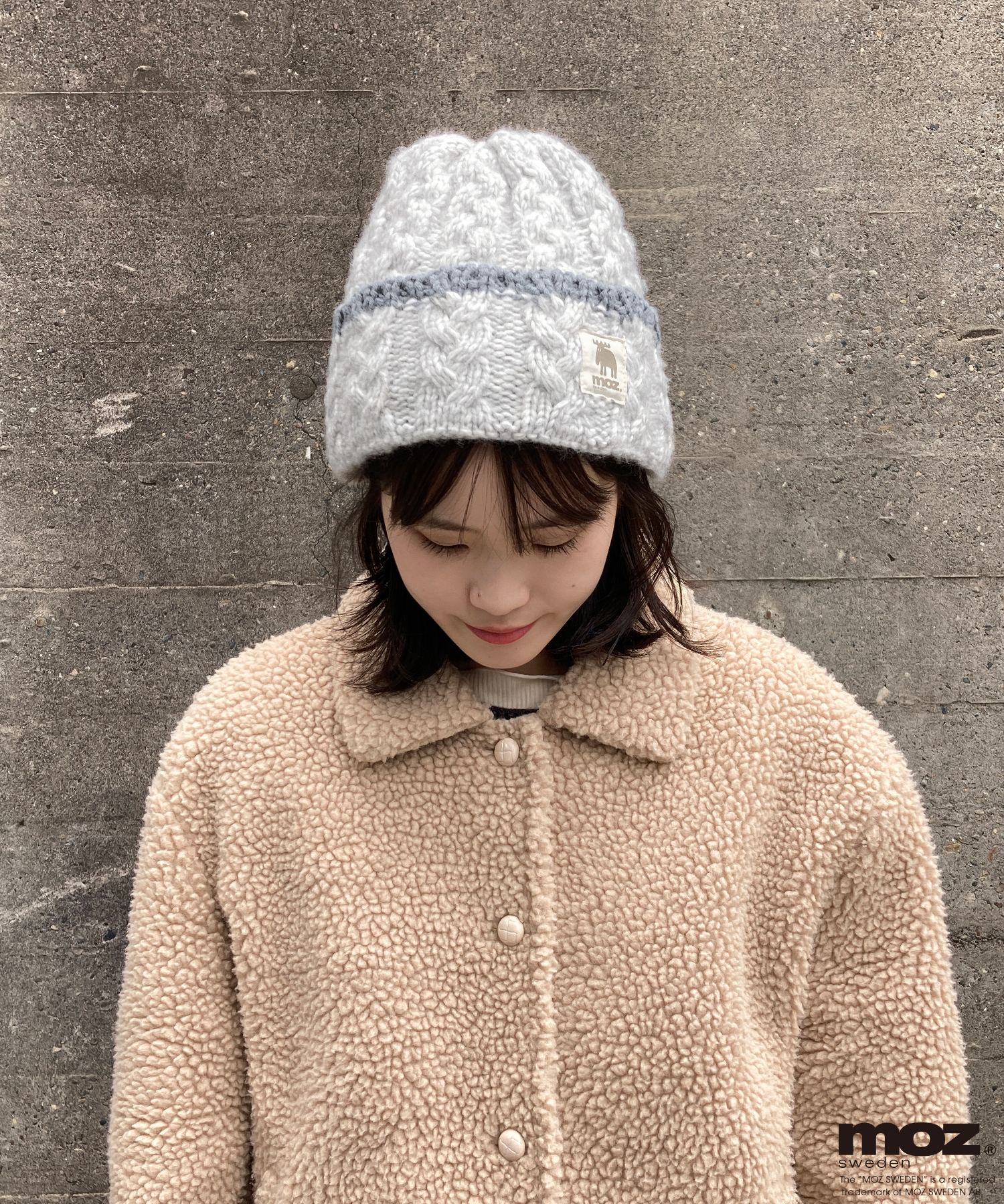 moz裏ボアケーブル編みニット帽